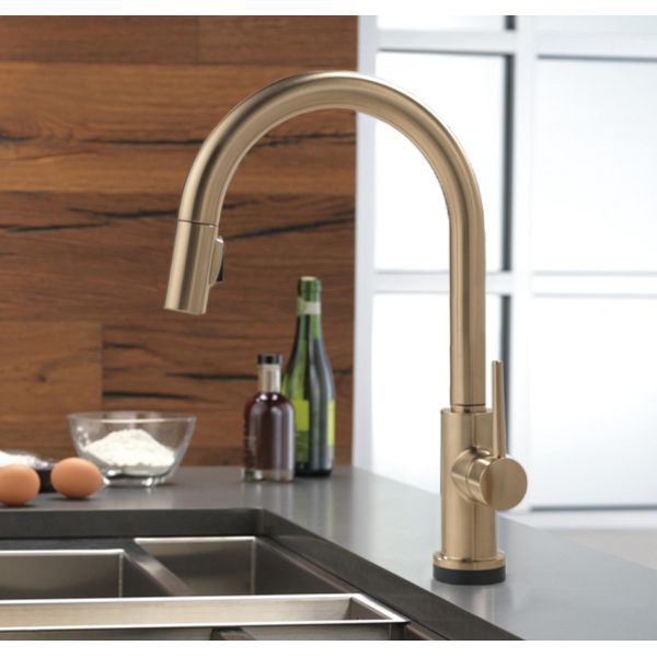 ドンペリ Delta Trinsic Single-Handle Champagne Bronze Pull-Down Kitchen