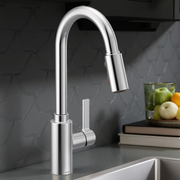 Moen Genta LX Single-Handle High Arc Pull-Down Kitchen Faucet, 1.5