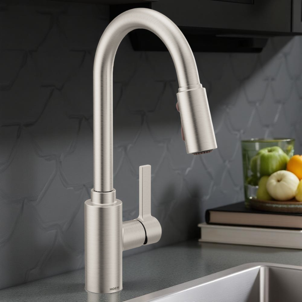 Moen Genta LX Single-Handle High Arc Pull-Down Kitchen Faucet, 1.5