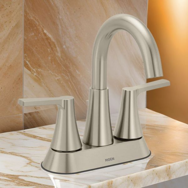 Moen Jase Two Handle High Arc Centerset Bathroom Faucet, ADA, 1.2