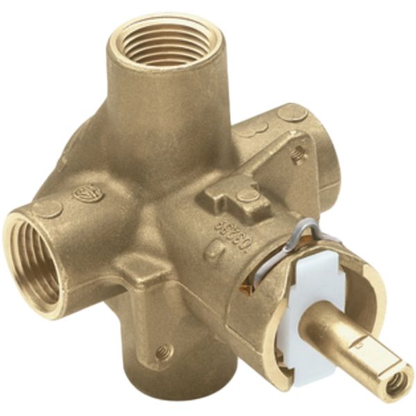 2510 Shower Valve – Brass Pressure Balanced 4-Way Mixing Valve – 1/2" IPS Connections – Compatible With Moen Trim Kits