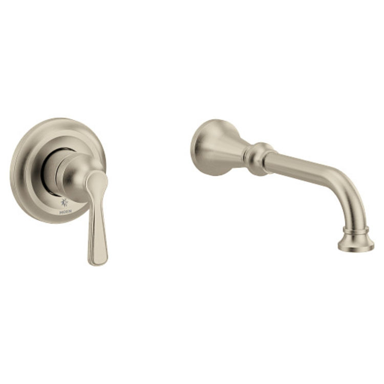 colinet series - new moen wall-mount tub fillers in brushed nickel