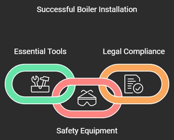 infographic about requirements for a successful boiler installation