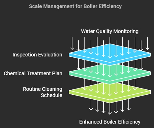 infographic about how to manage scale buildup in a boiler