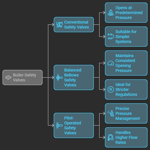 infographic about types of boiler safety valves