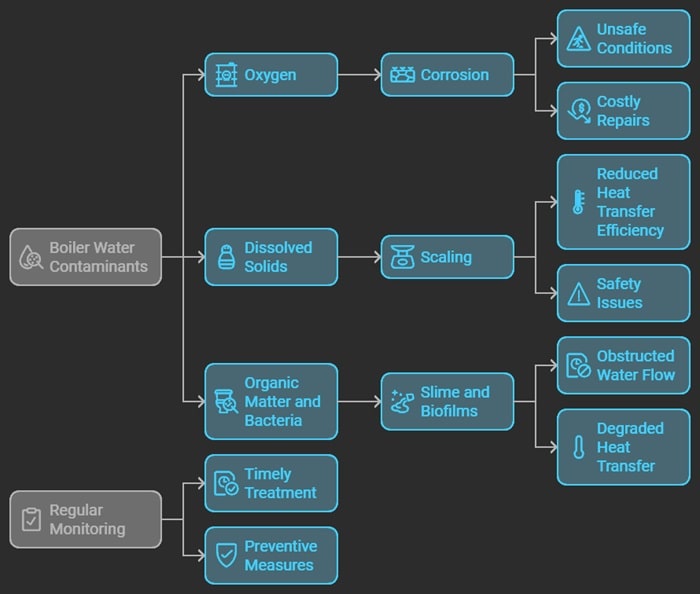 infographic explaining types of boiler contaminants