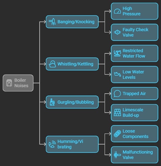 infographic depicting Loud Boiler Noises: Causes and Solutions