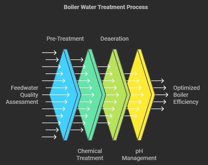 infographic explaining the boiler water treatment process