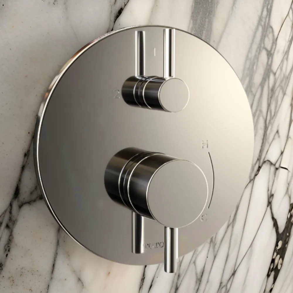 round Toto valve trim in brushed nickel 2024 