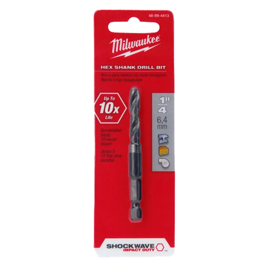Milwaukee 48 89 4413 Shockwave 48 89 4413 Power Groove Impact Duty Impact Drill Bit 1 4 in Dia x 3 in OAL Steel