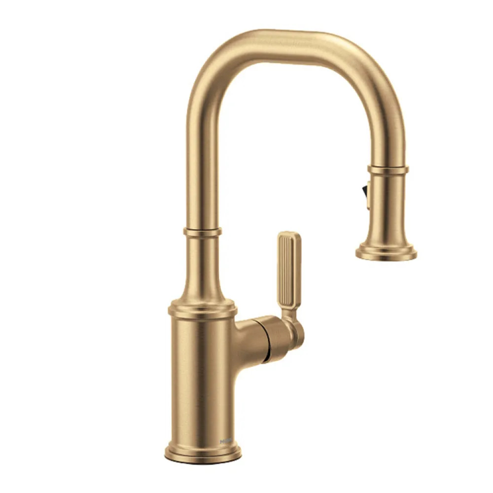 bar faucet in bronzed gold from Moen Smyth collection