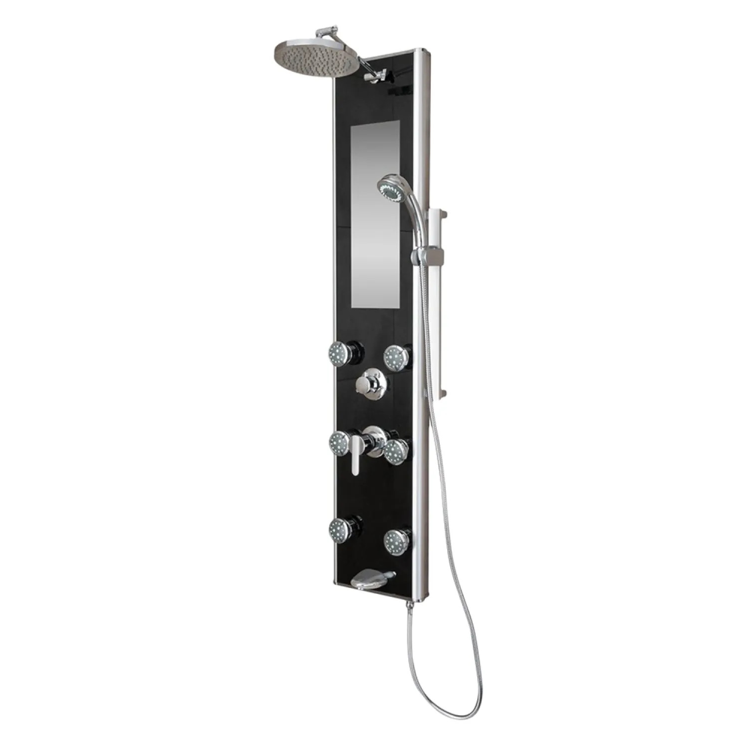 Pulse 1022-B Pulse 1022-B Leilani ShowerSpa, w/ Integrated Mirror and Slide Bar, Black