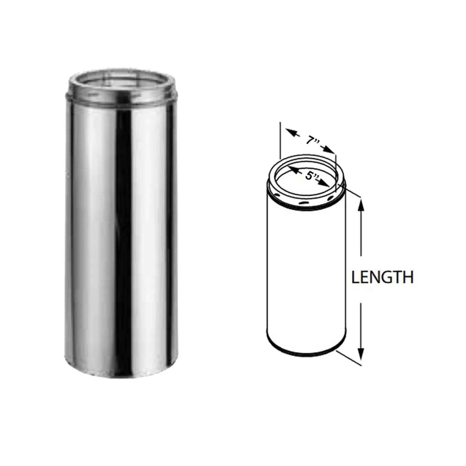 M&G DuraVent 9302 M&G DuraVent DuraTech 5-Inch Inner Diameter x 06-Inch Length Stainless Steel Chimney Pipe - 5DT-06SS