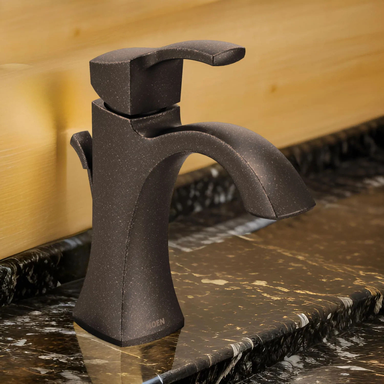 Moen 6903ORB Moen Voss Single-Handle High Arc Oil-Rubbed Bronze Bathroom Faucet with Escutcheon and Metal Pop-Up Drain, 1.2 GPM, Single-Hole - 6903ORB