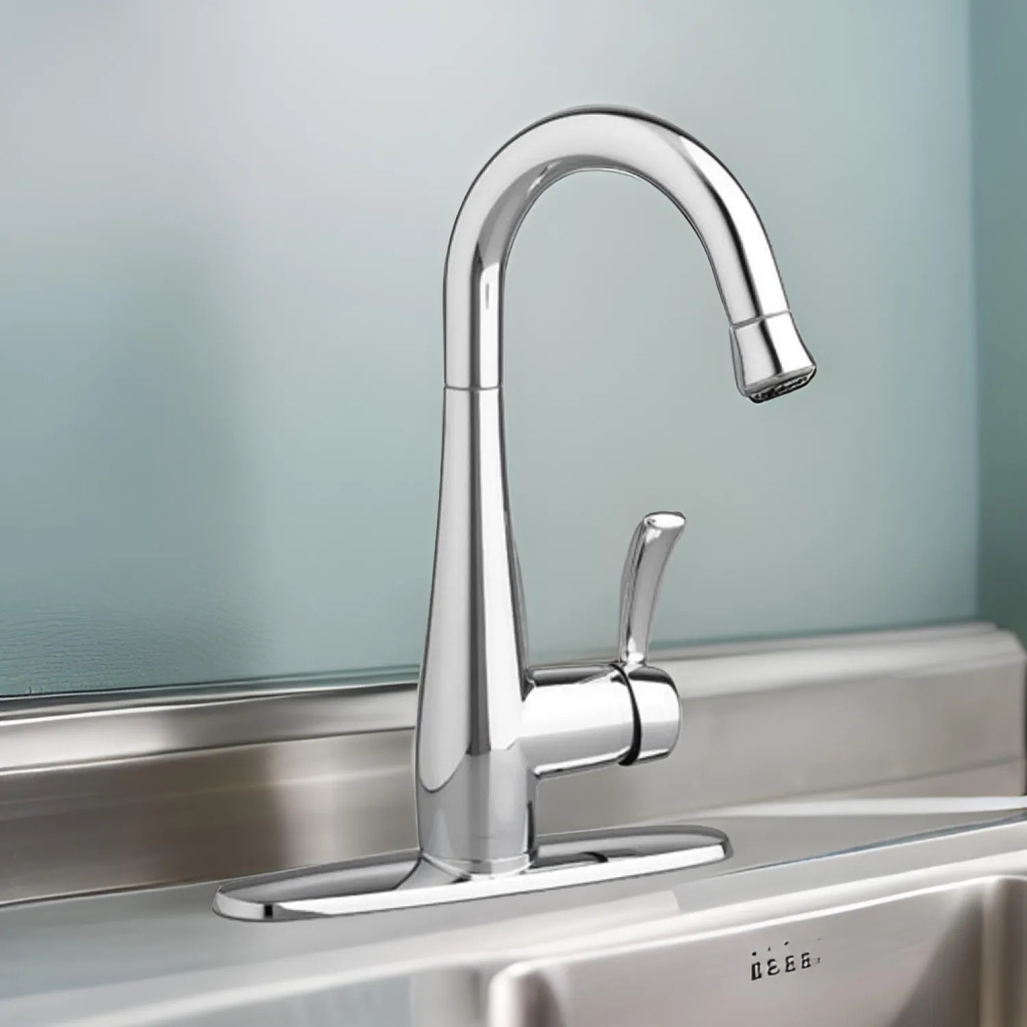 American Standard 4433.410.002 American Standard Quince Single Metal Lever Handle High Arc Pull-Down Bar/Prep Faucet, 2.2 GPM, Chrome - 4433.410.002