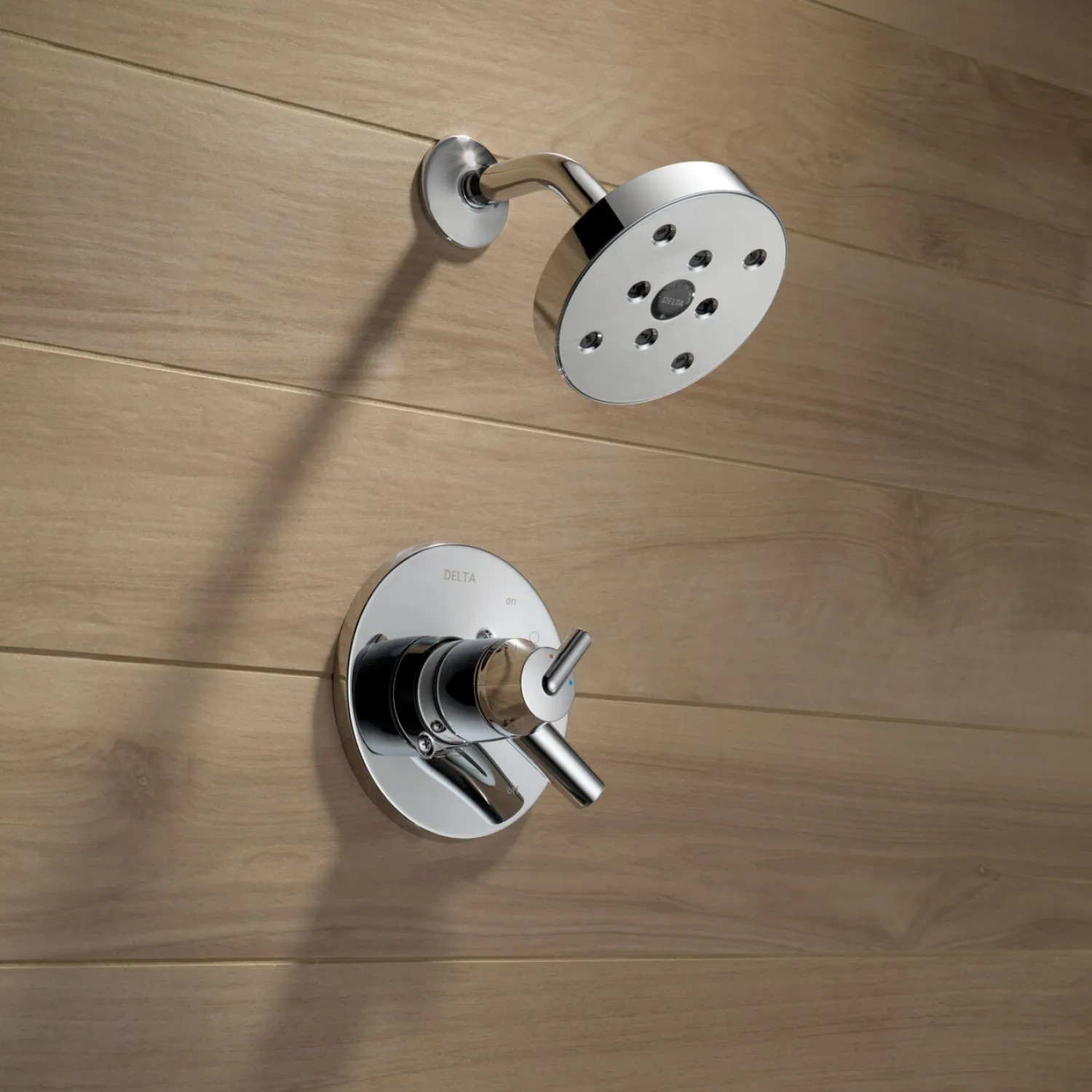 Delta T17259 Delta Trinsic Monitor 17 Series Two-Handle H2Okinetic Raincan Shower Faucet with Volume Control, 1.75 GPM, Lever Handles, Chrome - T17259