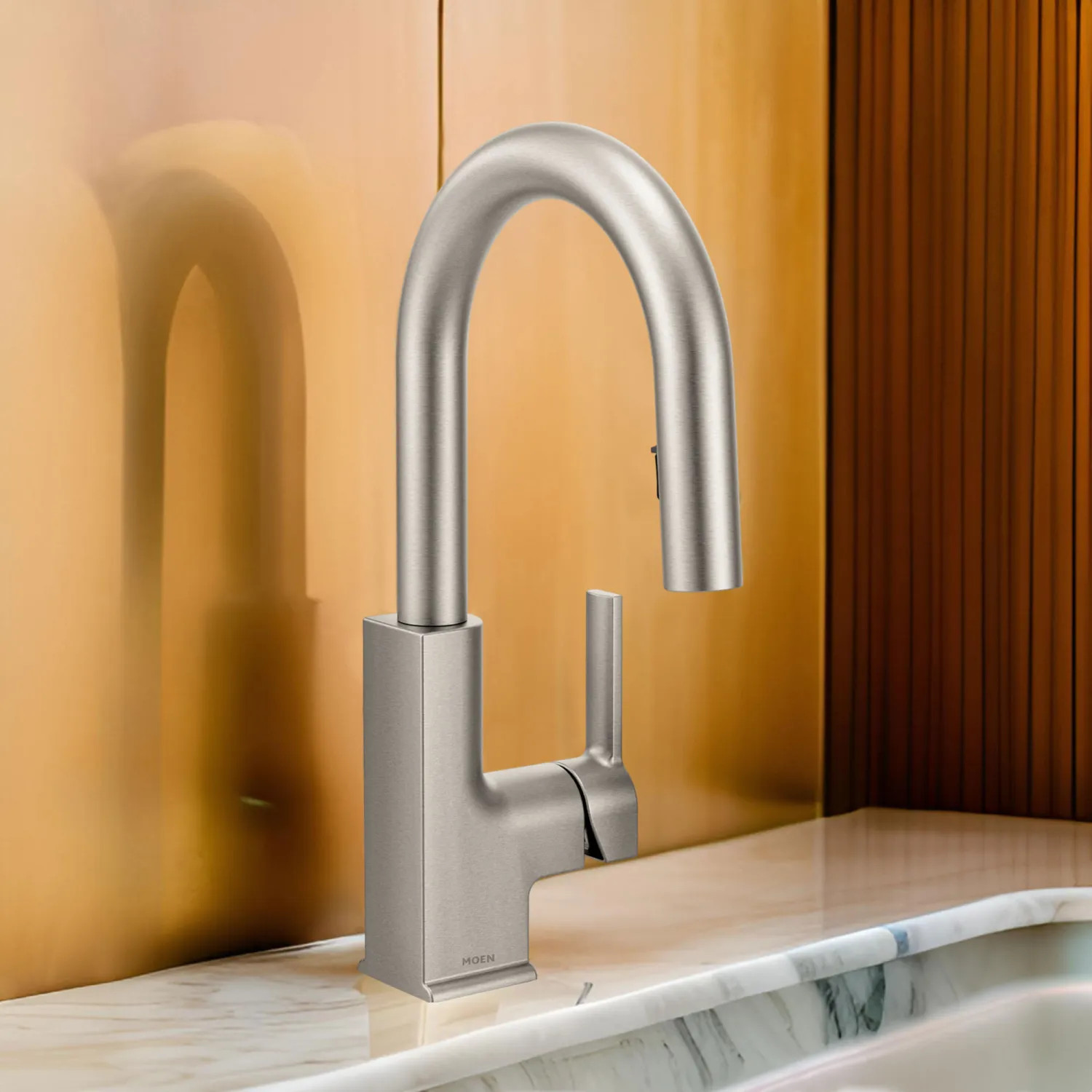 Moen S62308SRS Moen STo Single Handle High Arc Pull-Down Bar/Prep Faucet, Spot Resist Stainless - S62308SRS
