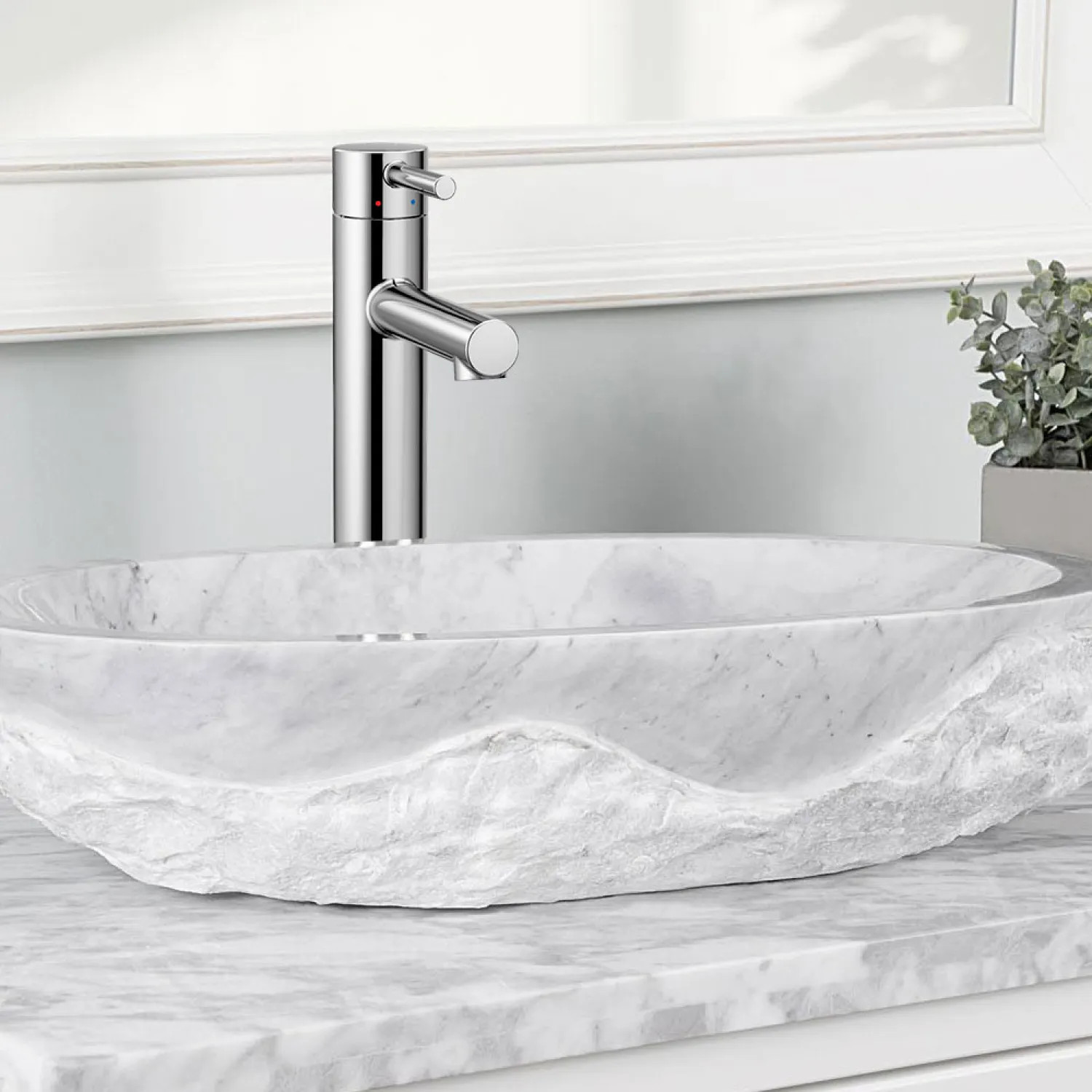 Moen 6192 Moen Align One-Handle High-Arc Chrome Vessel Bathroom Faucet with Red/Blue Indicator, 1.2 GPM, Lever Handle, Single-Hole, WaterSense - 6192