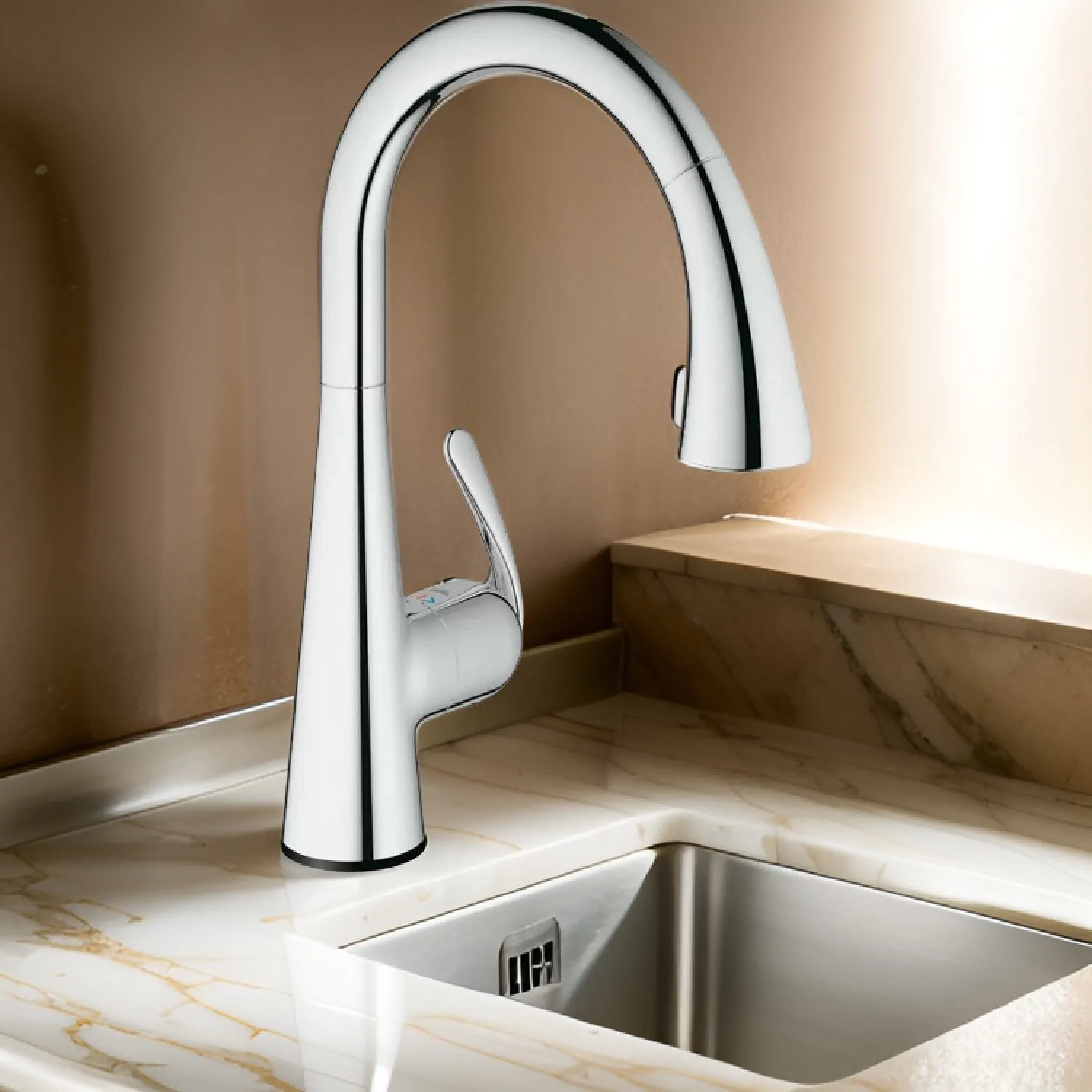 Grohe 30226000 Grohe Ladylux3 Cafe Touch Kitchen Faucet w/ Grohtherm - StarLight Chrome - 30226000