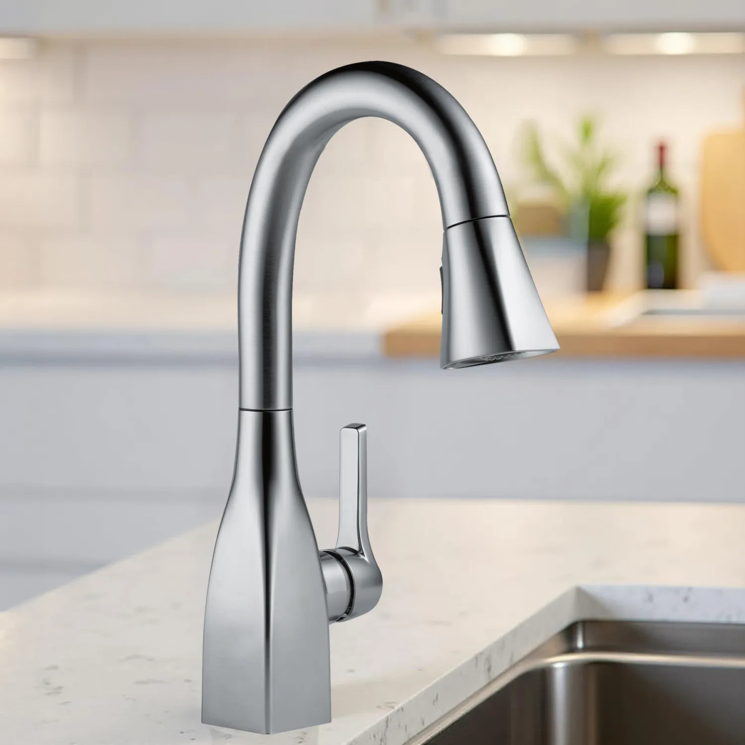 Delta 9983-AR-DST Delta Mateo Pull-Down Bar/Prep Faucet, Single Handle, Touch-Clean, DIAMOND Seal, ADA, 1.8 GPM - Arctic Stainless - 9983-AR-DST
