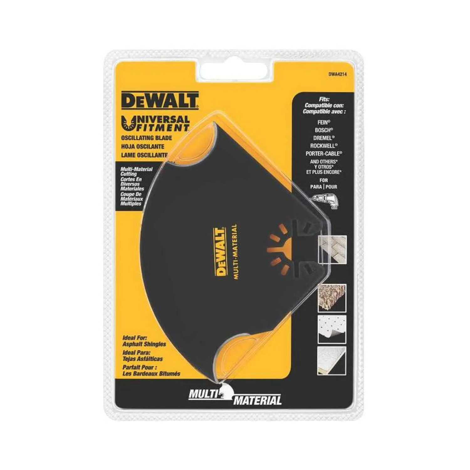 Dewalt DWA4214 Dewalt DWA4214 Oscillating Multi Material Blade, 5-1/2in, 5-1/2in L, Steel, Black