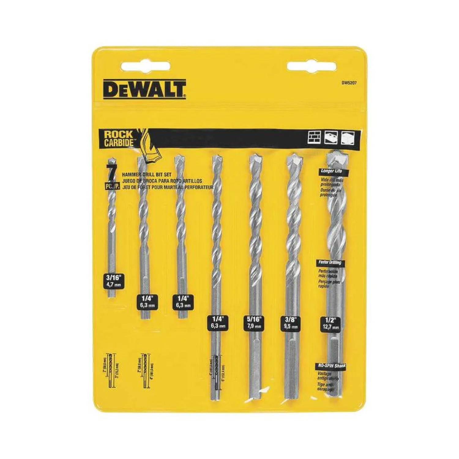Dewalt DW5207 Dewalt DW5207 Premium Percussion Drill Bit Set, 7 Pieces