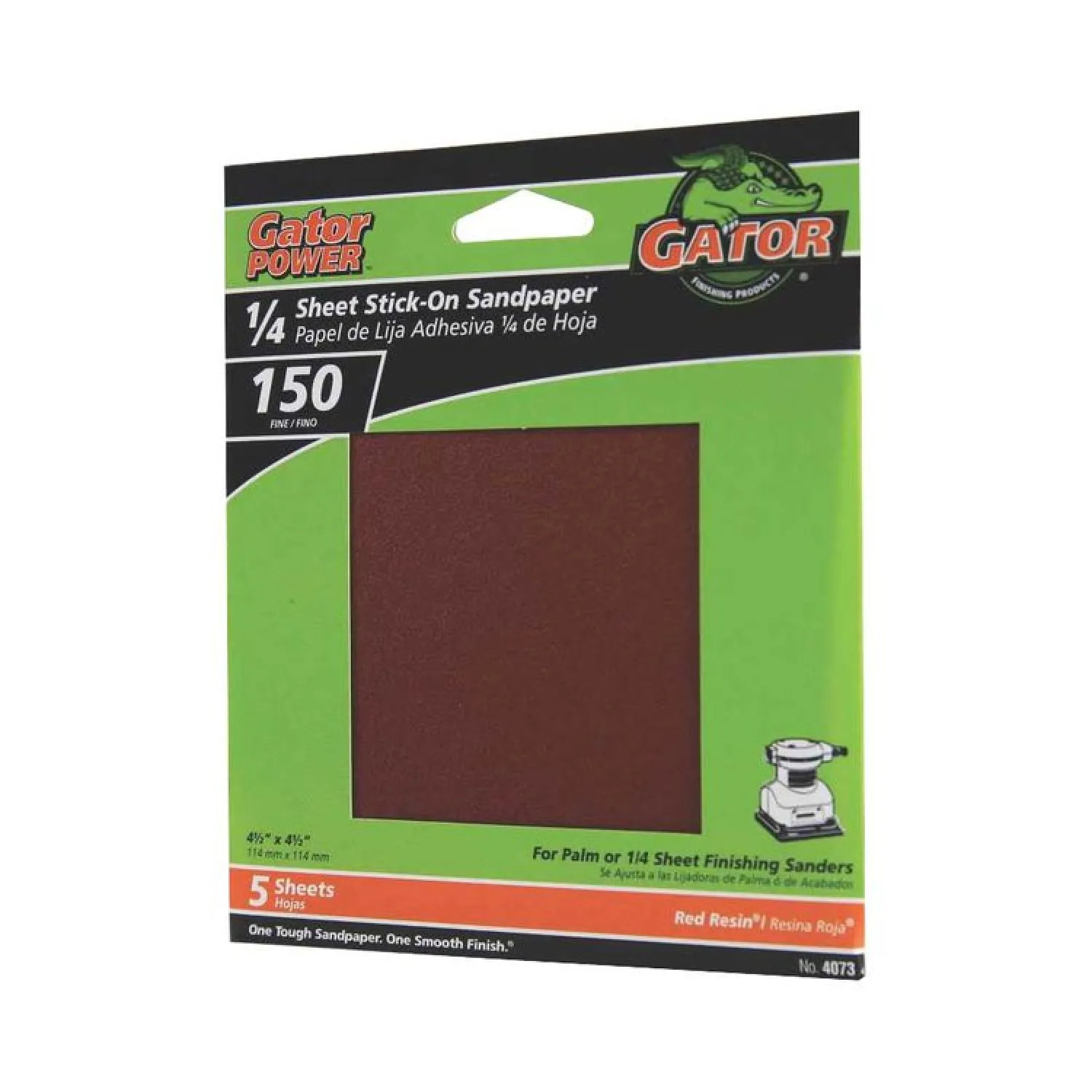 Gator 4073 Gator 4073 Stick-On Resin Bonded Premium Power Sanding Sheet, 4-1/2 in x 4-1/2 in, 150 Grit