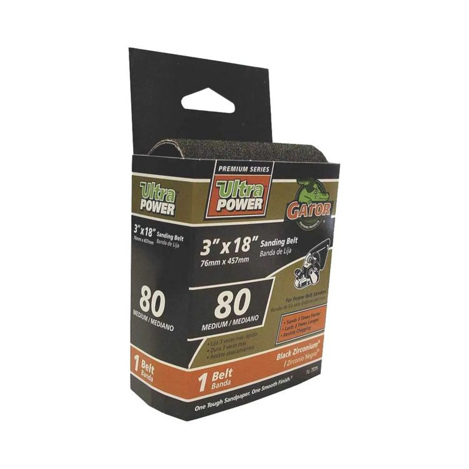 Gator 7771 Gator 7771 Resin Bond Power Sanding Belt, 18 in x 3 in, 80 Grit