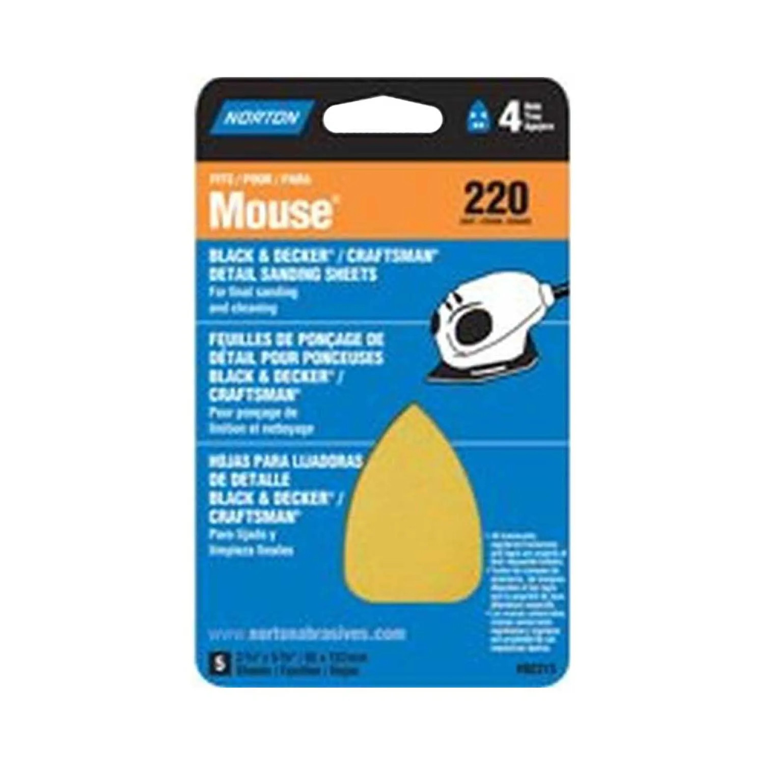 Norton 2314 Norton 3307212 Iron Shaped Sanding Sheet, 7 in x 3 in, 220 Grit