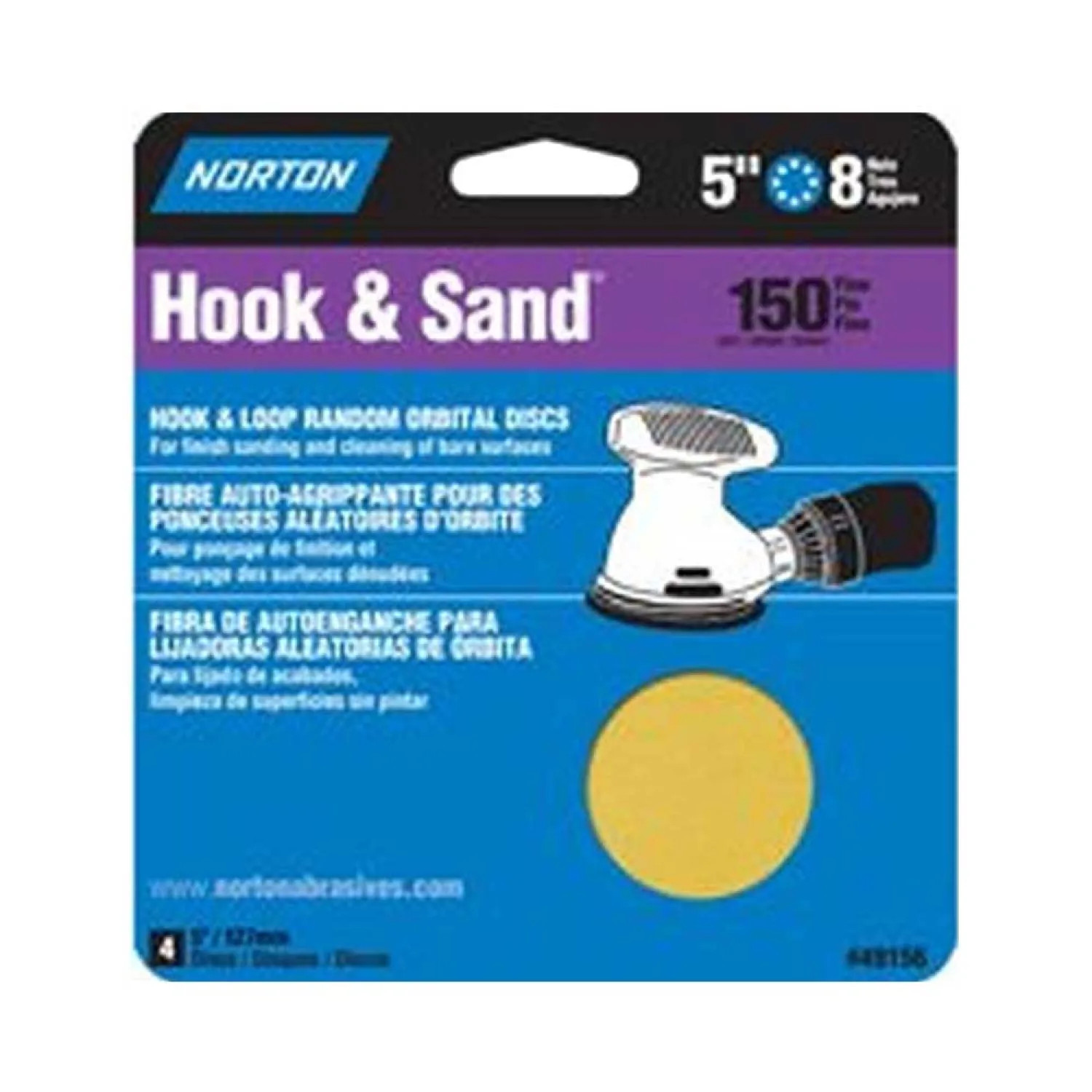 Norton 49156 Norton 3307378 High Performance Premium Sanding Disc, 5 in, 150 Grit