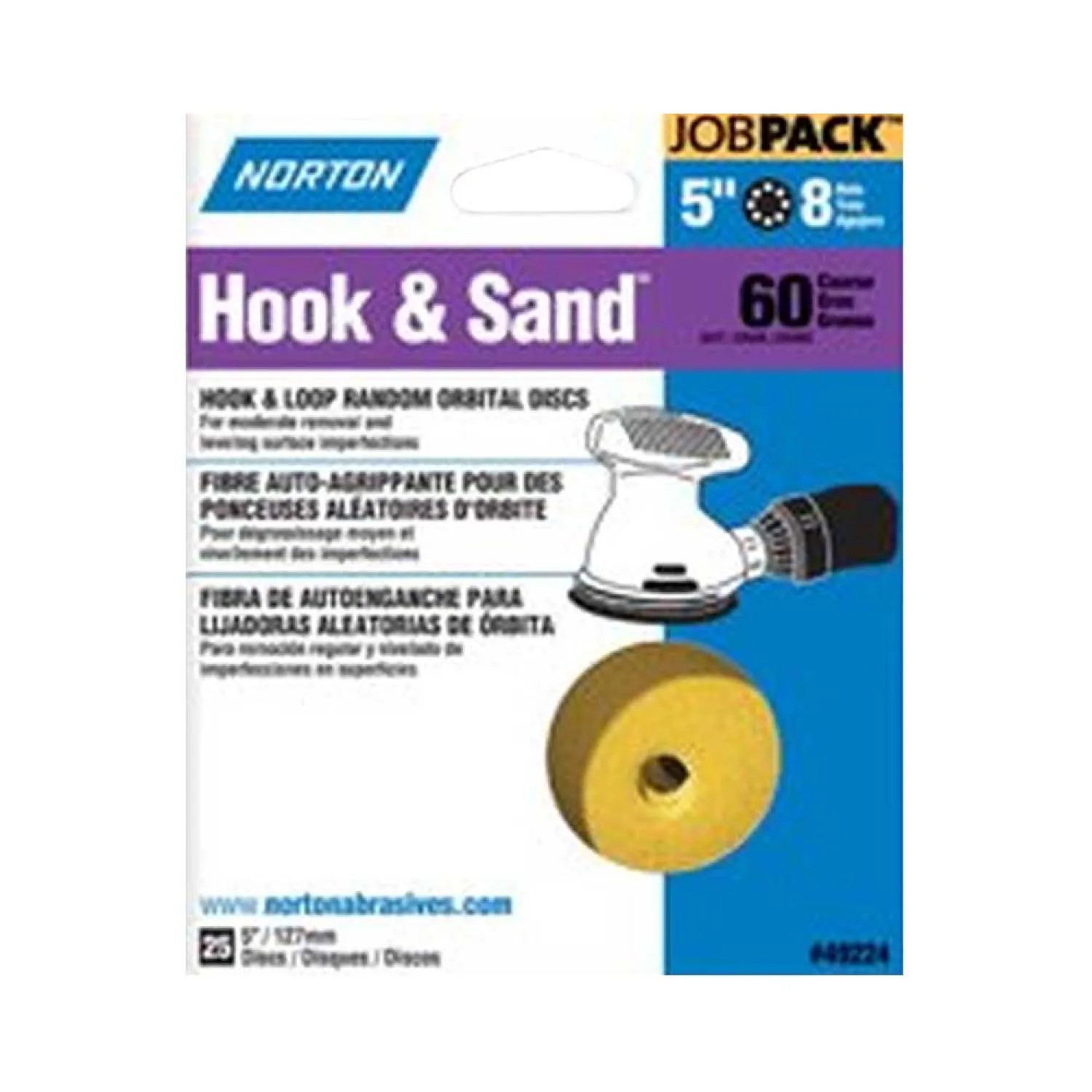 Norton 49224 Norton 3307386 High Performance Premium Sanding Disc, 5 in, 60 Grit
