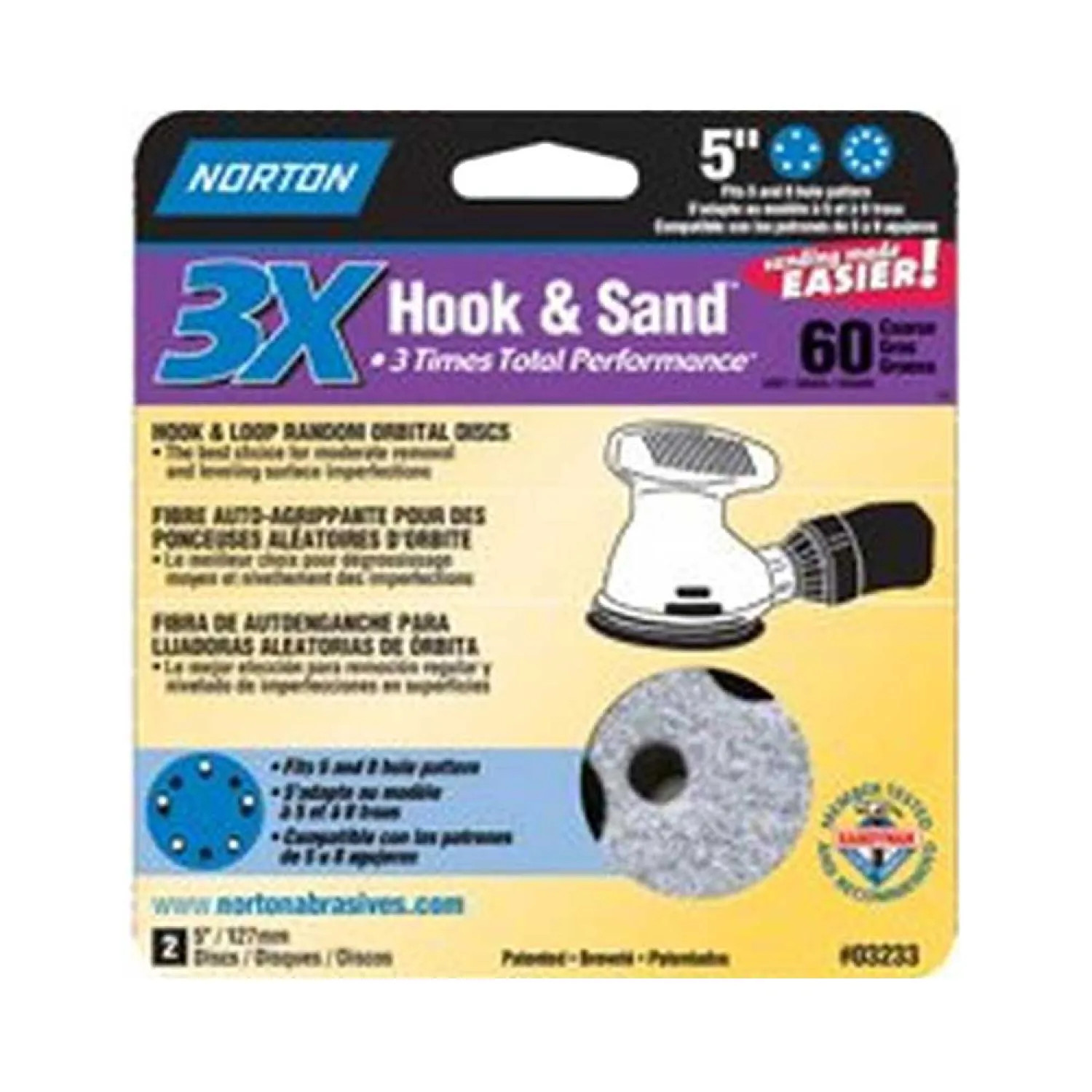 Norton 3233 Norton 3308160 Sanding Disc, 5 in, 60 Grit