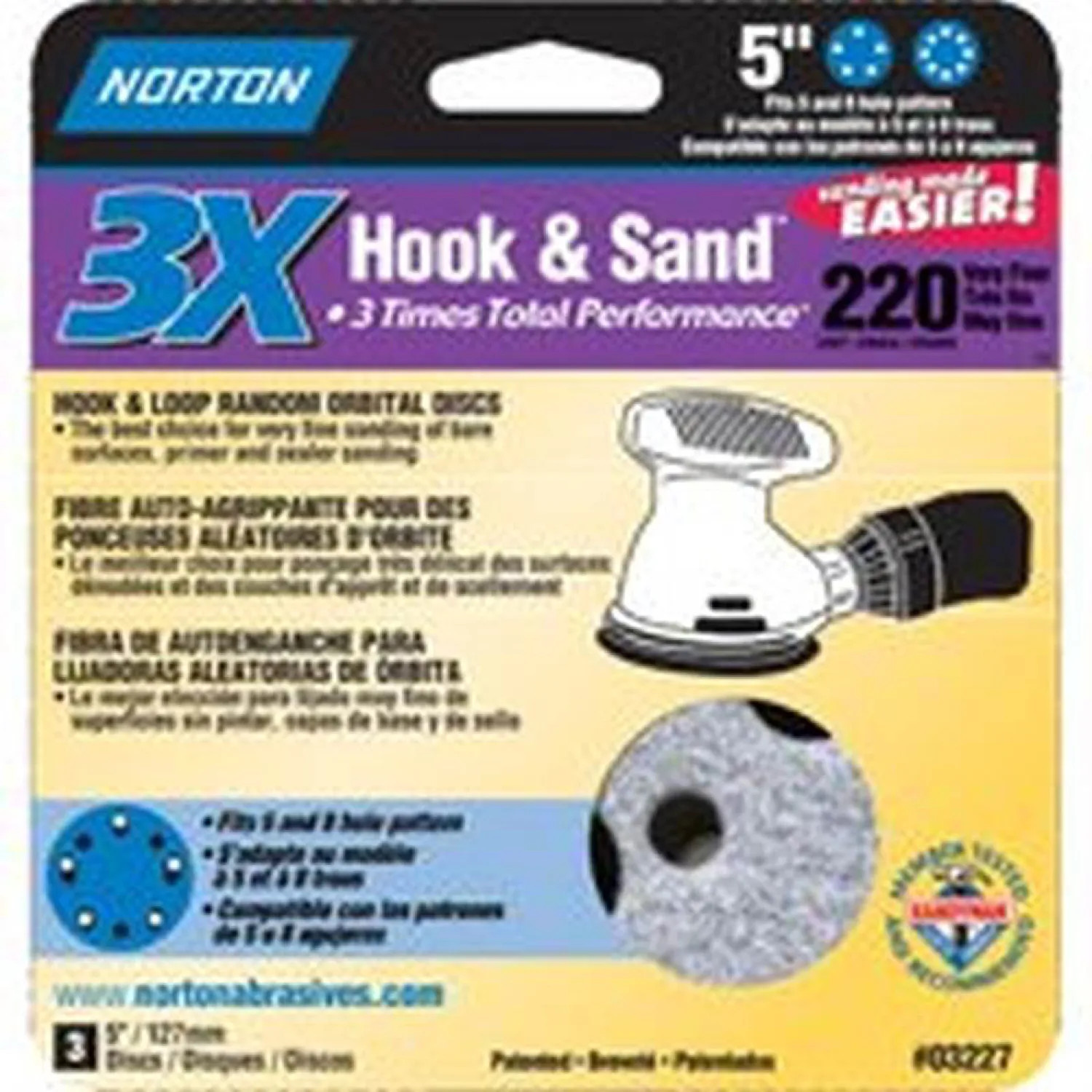 Norton 3227 Norton 3308194 Sanding Disc, 5 in, 220 Grit