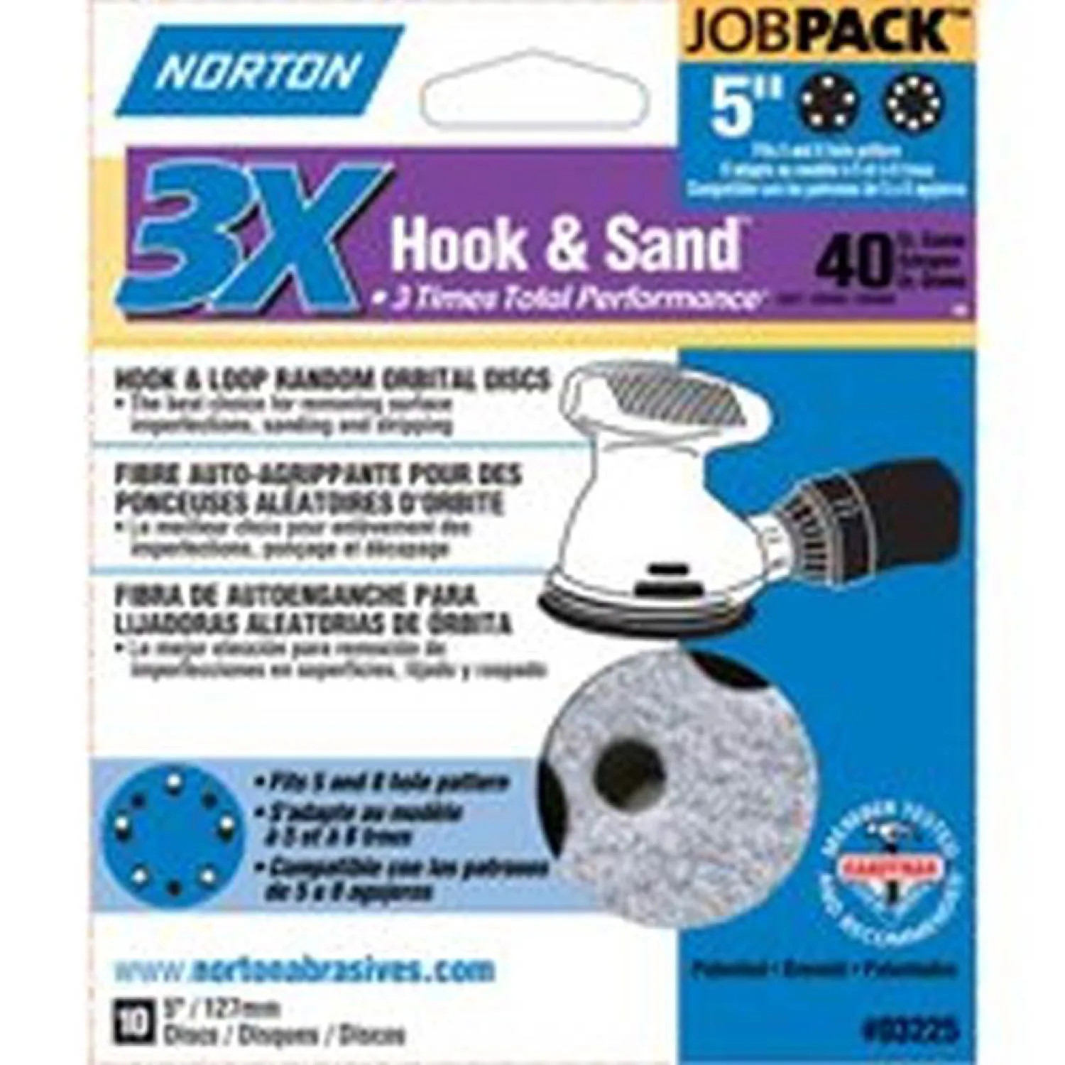 Norton 3225 Norton 3308202 Sanding Disc, 5 in, 40 Grit