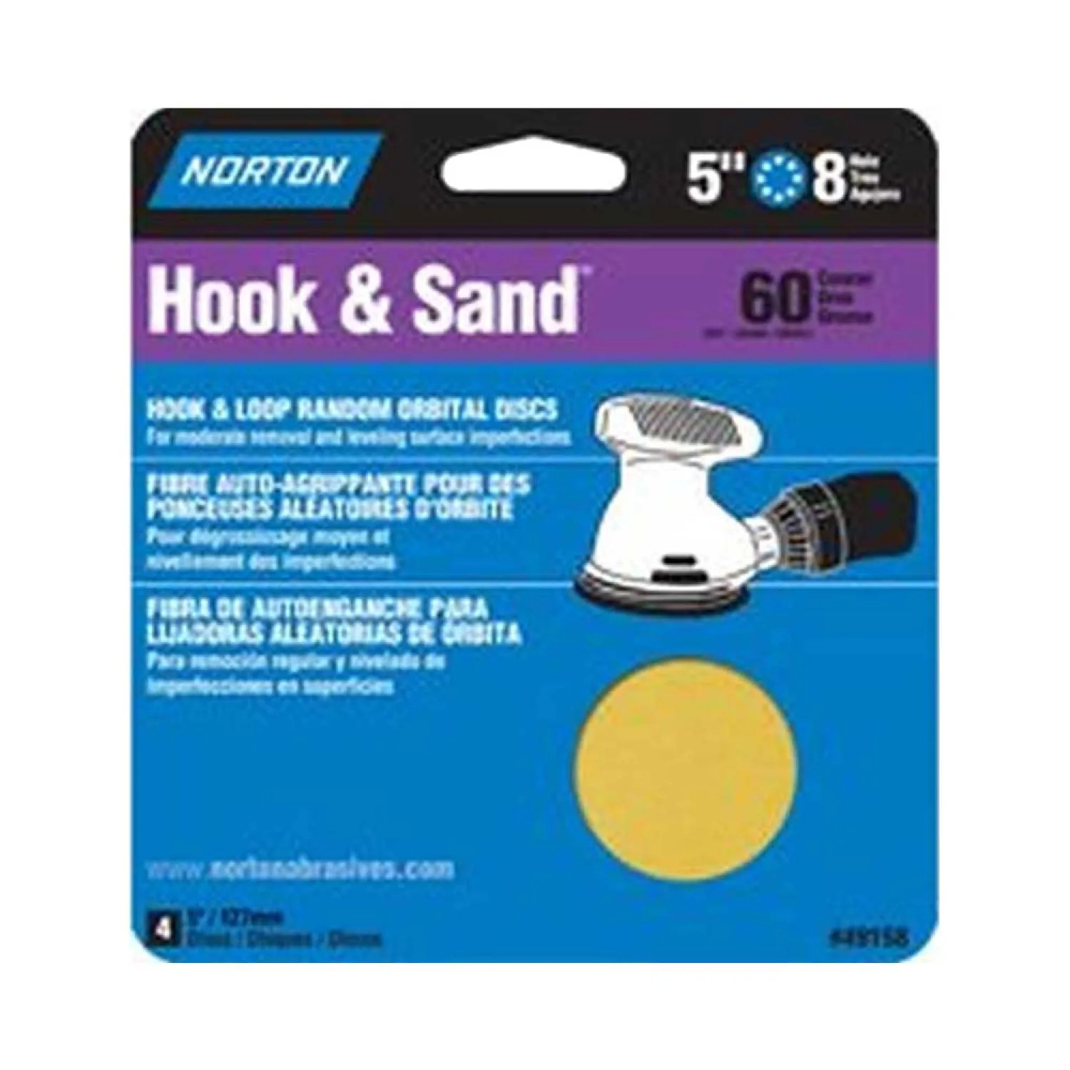 Norton 49158 Norton 3308848 High Performance Premium Sanding Disc, 5 in, 60 Grit