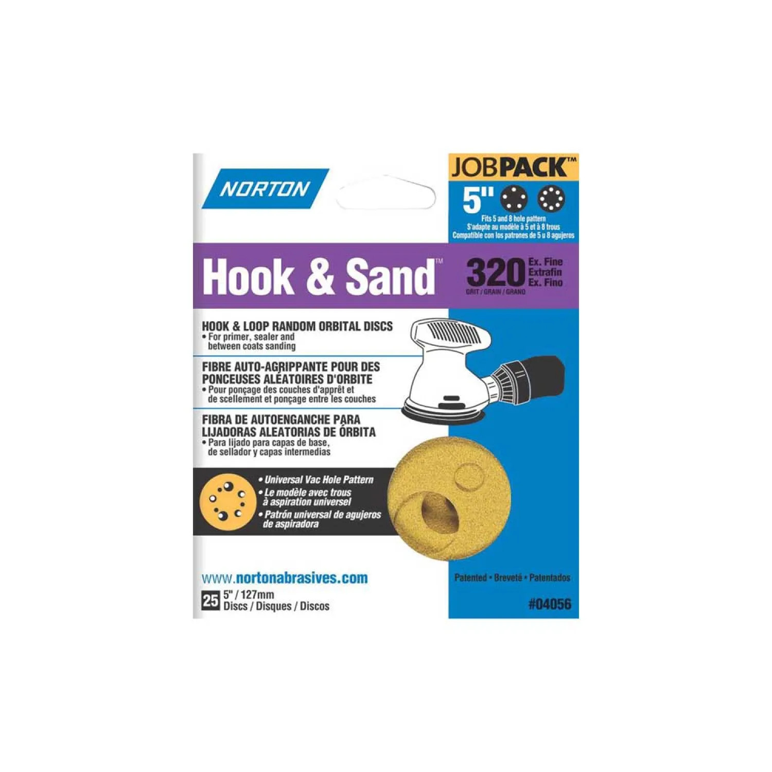 Norton 4056 Norton Hook and Sand Anti-Clog Coat Sanding Disc, 5 in, 320 Grit