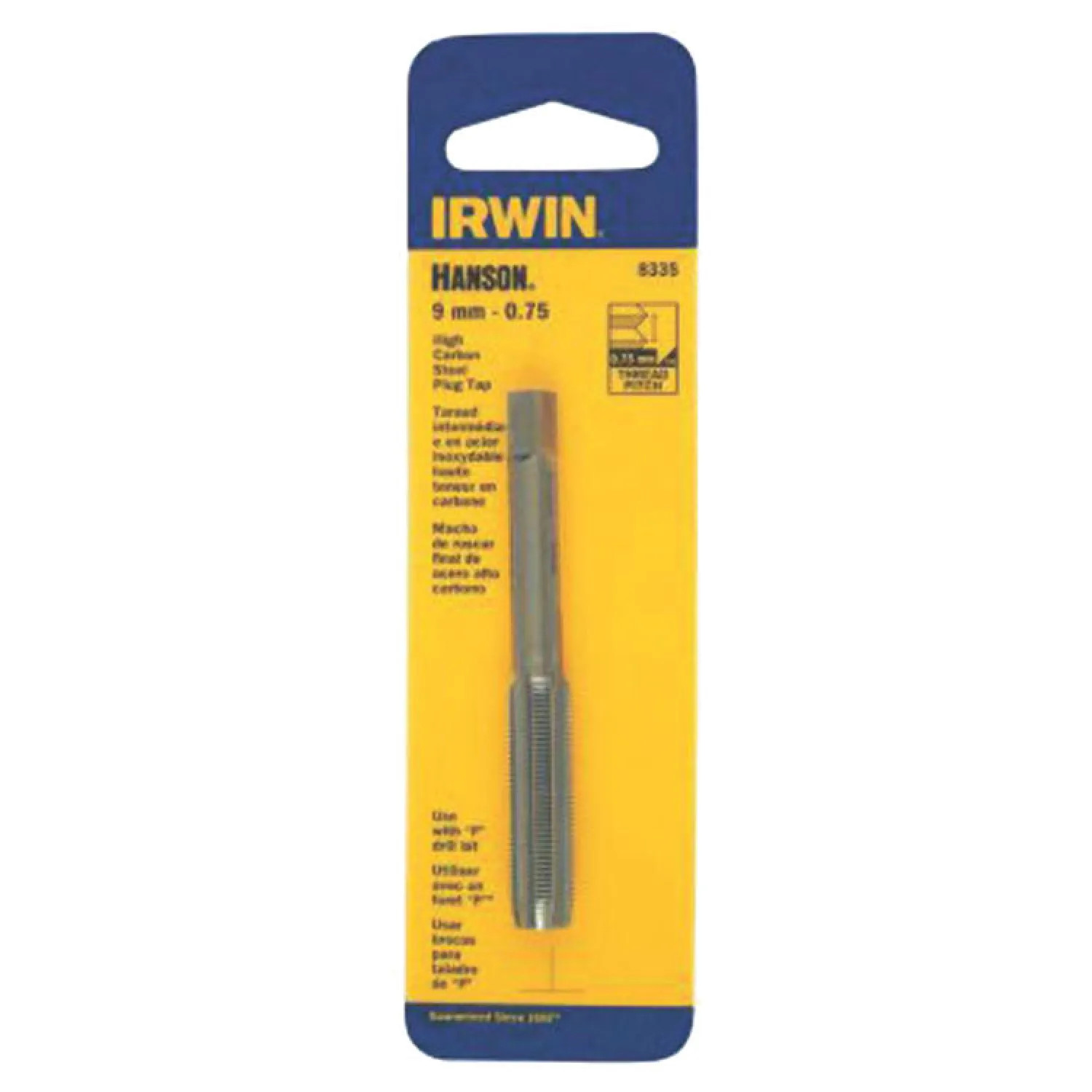 Irwin 8337 Hanson 8337 Straight Flute Plug Tap, M9 x 1.25 Metric, High Carbon Steel