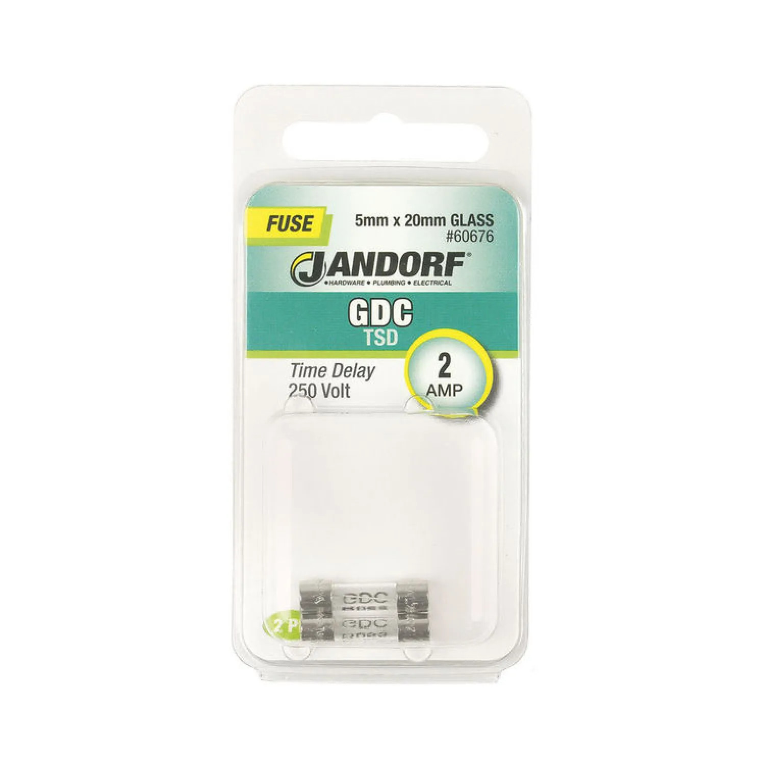 Bussmann 60676 Bussmann GDC Cartridge Slow-Blow Time-Delay Fuse (2-Pack), 250 VAC, 2A - 60676