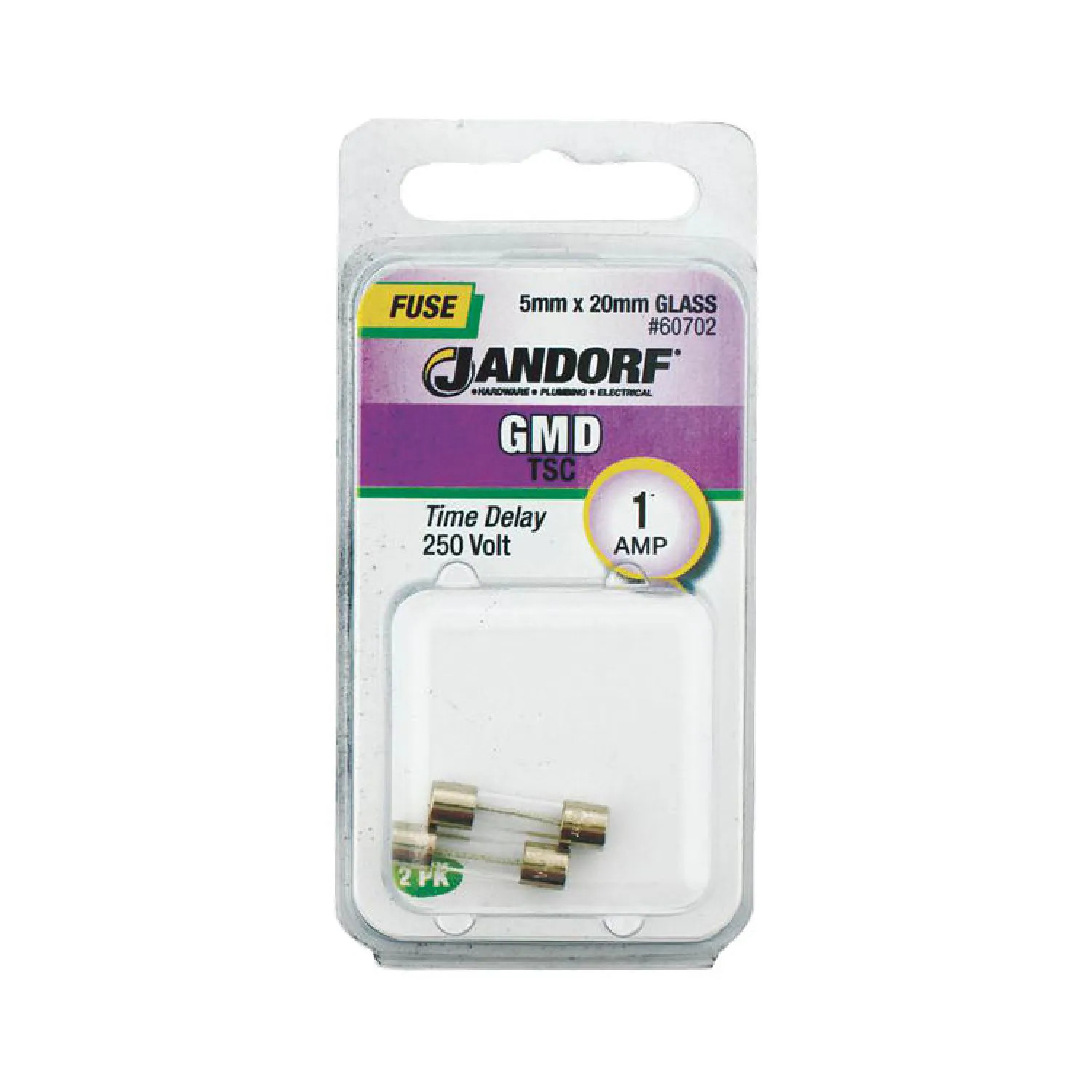 Bussmann 60702 Bussmann GMD Cartridge Slow Blow Time Delay Fuse Without Indicator, 250 VAC, 1 A