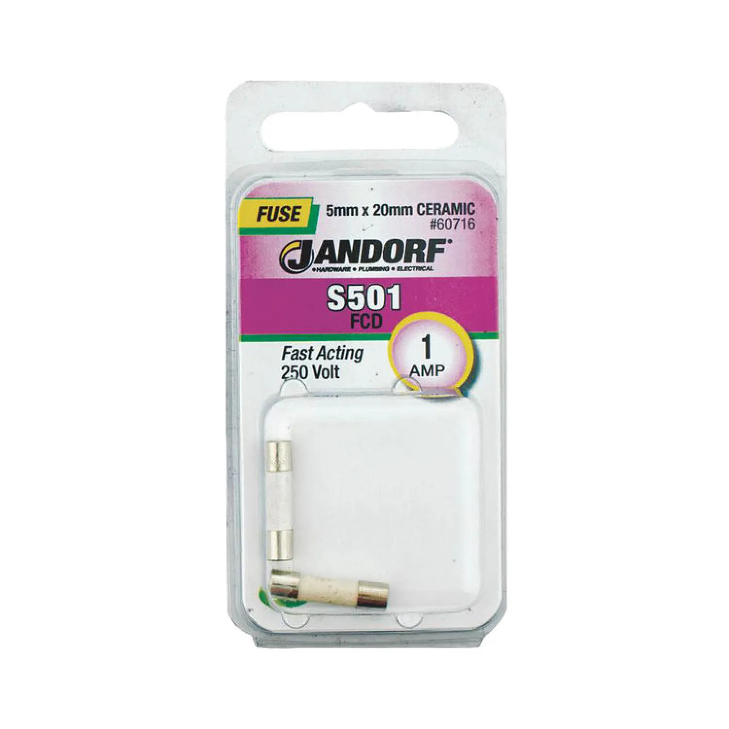 Bussmann 60716 Bussmann S501 Cartridge Fast Acting Fuse Without Indicator, 250 VAC, 1 A, 1500 A