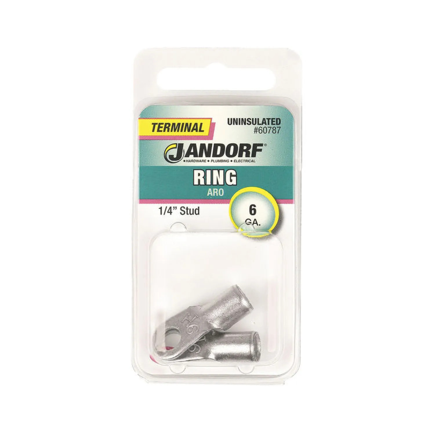 Jandorf 60787 Jandorf 60787 Ring Terminal, 6 AWG, Non-Insulated, Tin Plated Copper
