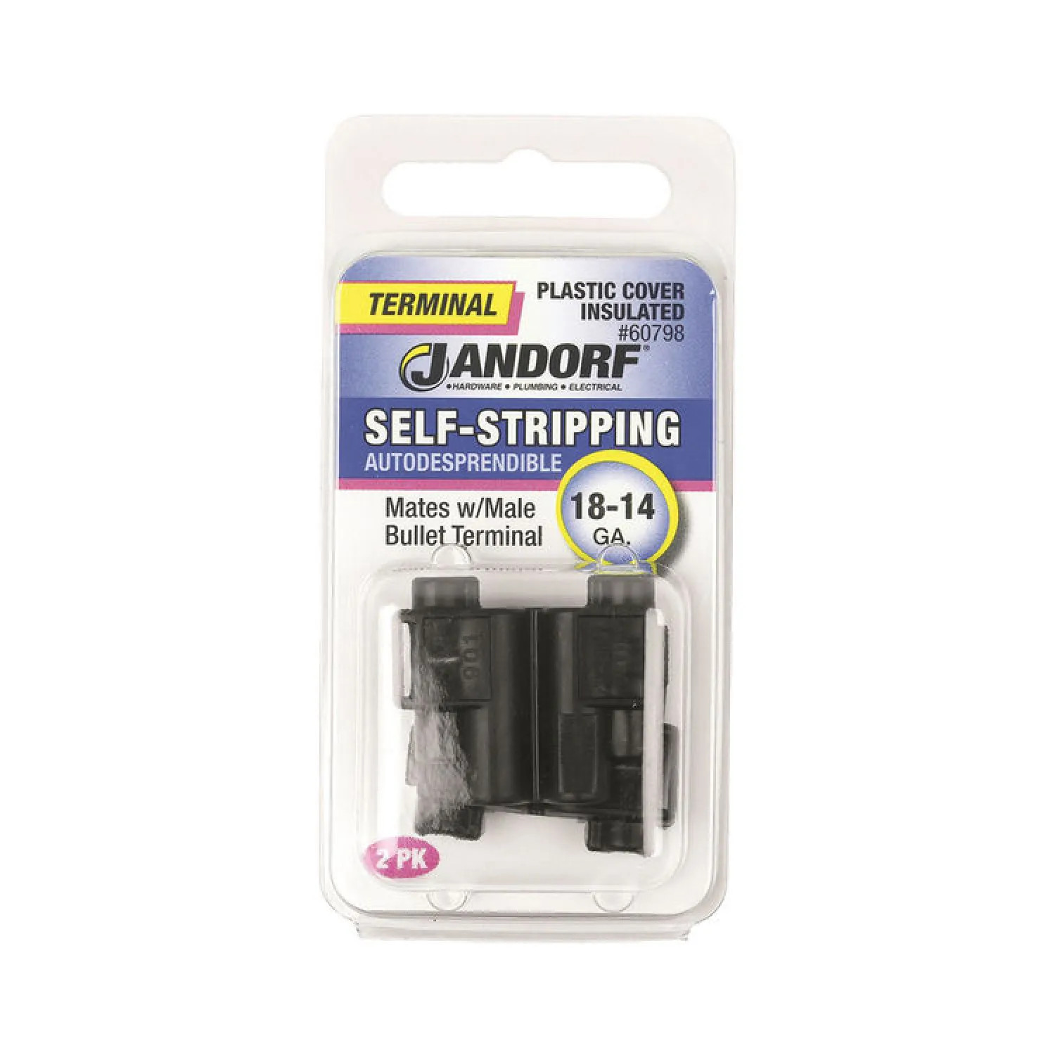 Jandorf 60798 Jandorf 60798 Terminal Self-Stripping 18-14 Ga. Plastic Cover Insulated Mates w/male bullet terminal