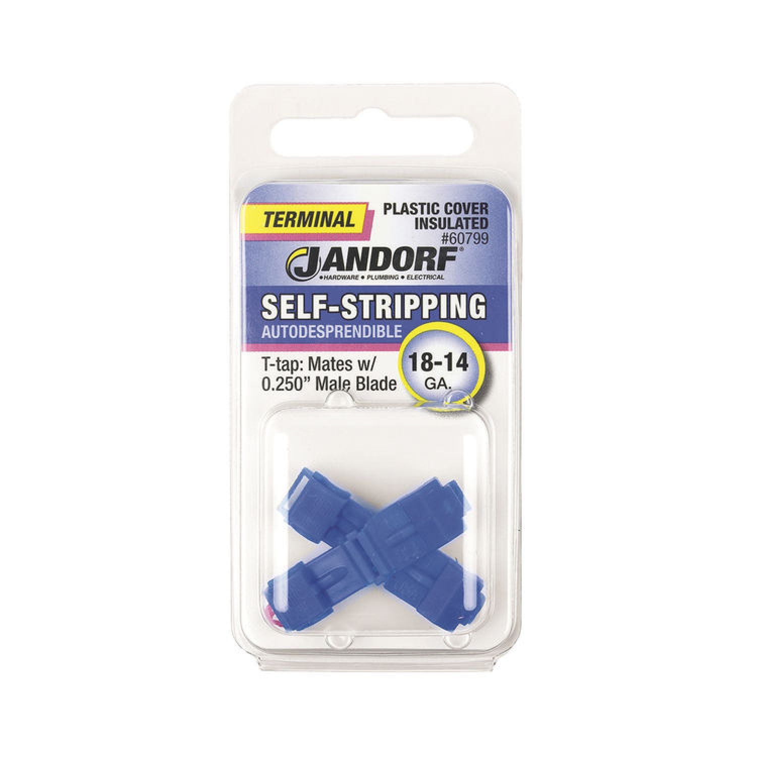 Jandorf 60799 Jandorf 60799 Terminal Self-Stripping 18-14 Ga. Plastic Cover Insulated T-tap-Mates w/.250