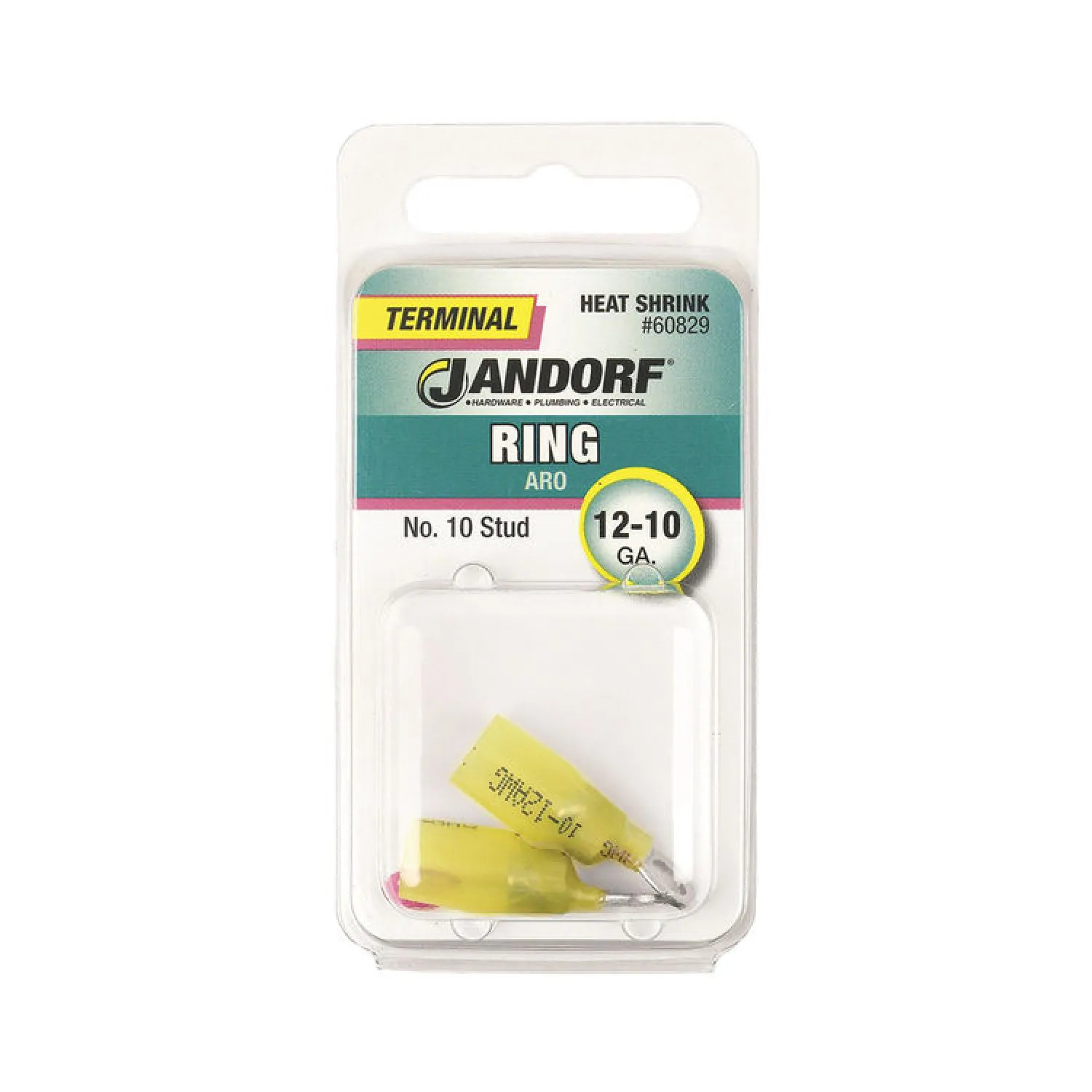 Jandorf 60829 Jandorf 60829 Heat Shrink Ring Terminal, 12 - 10 AWG, Tin Plated Copper, Yellow