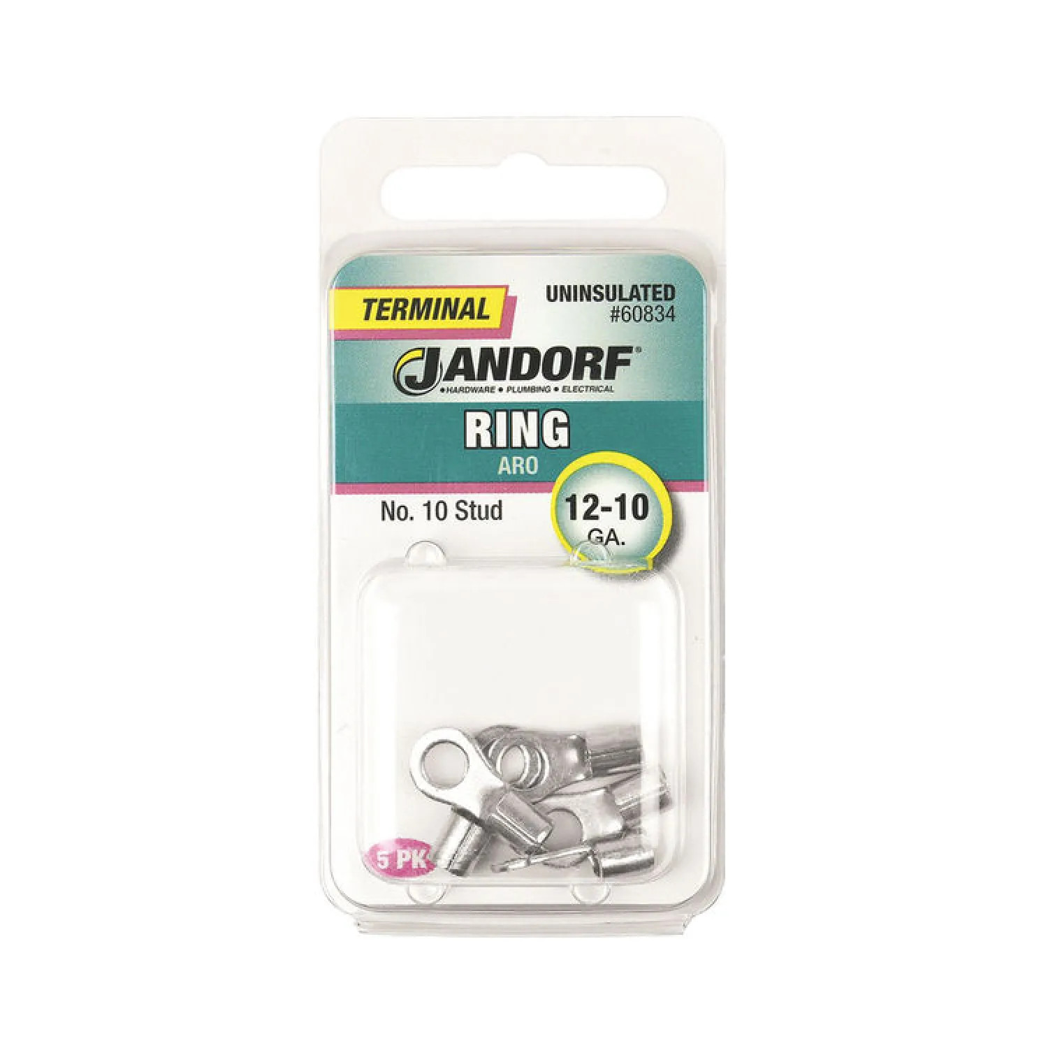 Jandorf 60834 Jandorf 60834 Ring Terminal, 12 - 10 AWG, Non-Insulated, Tin Plated Copper