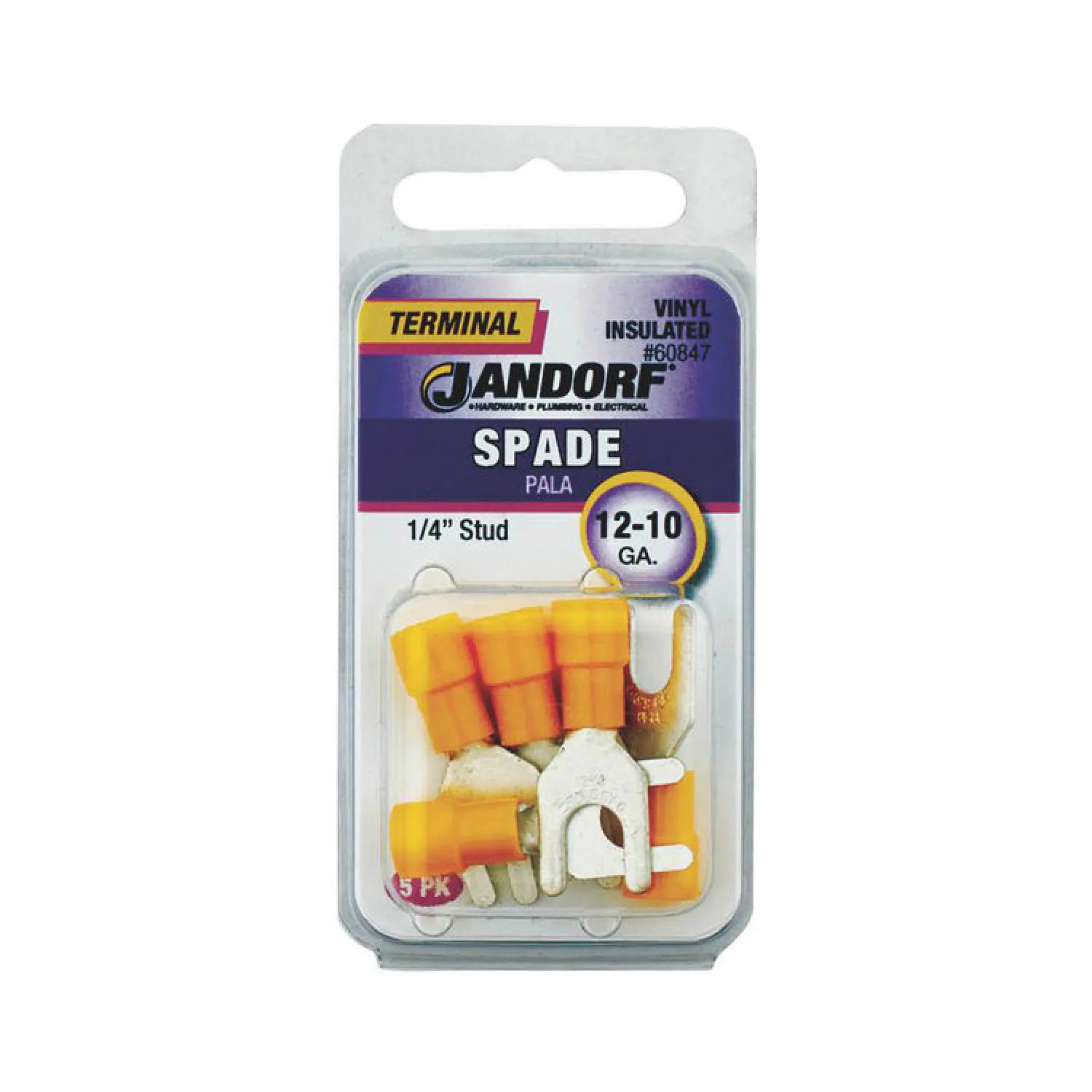 Jandorf 60847 Jandorf 60847 Spade Terminal, 12 - 10 AWG, 600 V, Insulated, Tin Plated Copper, Yellow