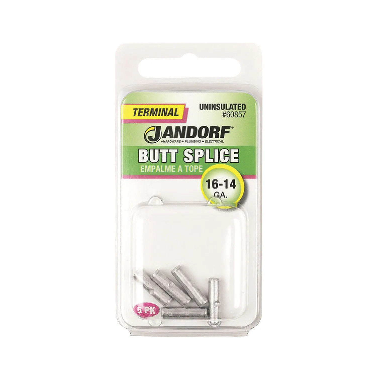 Jandorf 60857 Jandorf 60857 Butt Splice Terminal, 16 - 14 AWG, Non-Insulated, Tin Plated Copper