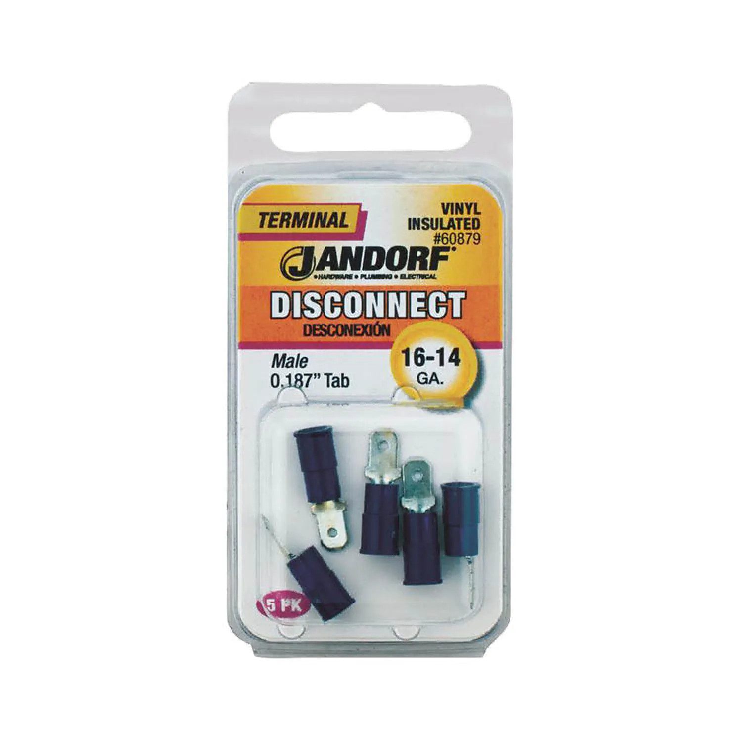 Jandorf 60879 Jandorf 60879 Disconnect Terminal, 16 - 14 AWG, Insulated, Tin Plated Copper, Blue