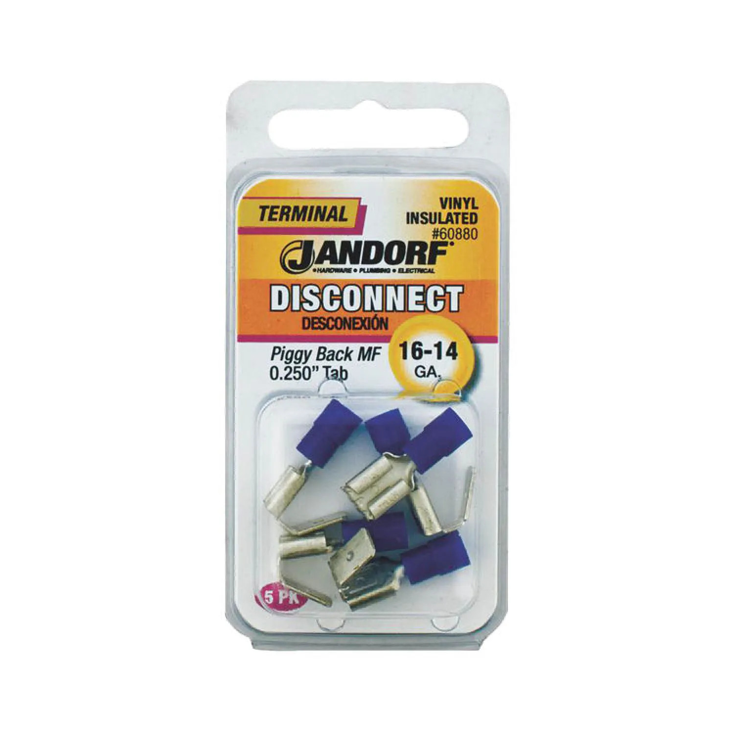Jandorf 60880 Jandorf 60880 Piggy Back Disconnect Terminal, 16 - 14 AWG, Insulated, Tin Plated Copper, Blue