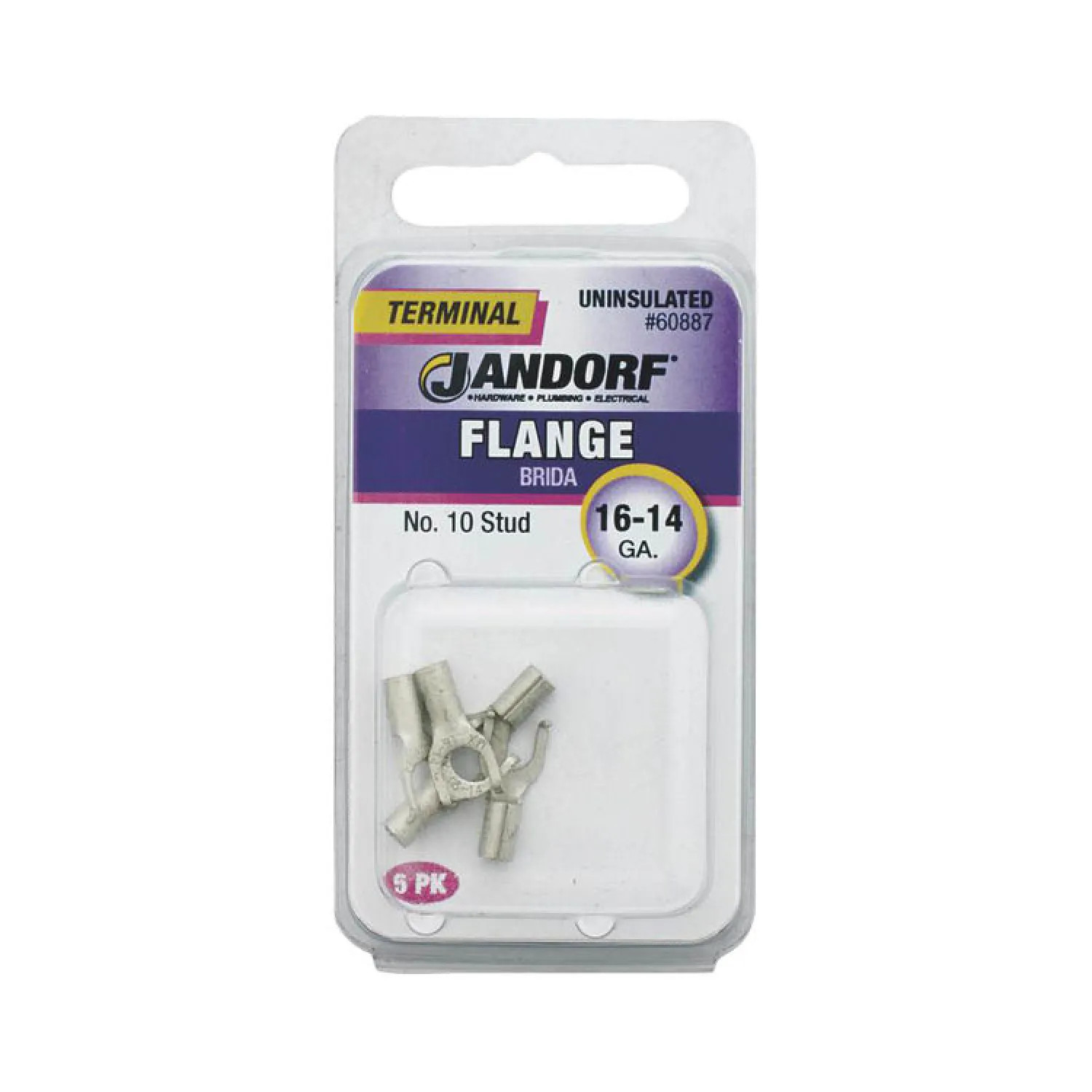 Jandorf 60887 Jandorf 60887 Spade Terminal, 16 - 14 AWG, Non-Insulated, Tin Plated Copper